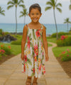 Anela Orchid Smock Top Girls Hawaiian Dress Beige