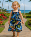 Lani Girls Tube Top Smock Hawaiian Dress Navy