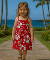 Moana Girls Hawaiian Spaghetti Straps Dress Red