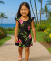 Keilani Rayon Flower Girls Aloha Dress Black