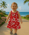 Moana Girls Pareo Tank Top Hawaiian Dress Red