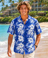 Haiku Cotton Men's Hawaiian Shirt Royal Blue