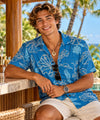 Teal Hana Rayon Poplin Tropical Men's Shirt