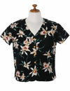 Hawaii Magnum PI Print Star Black Orchid V-Neck Blouse