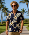 Cotton Lanai Aloha Hawaiian Shirt Navy