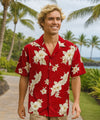 Cotton Lanai Aloha Hawaiian Shirt Red