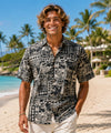 Tapa Short Sleeves Tribal Men's Aloha Shirt Black