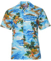Hawaiian shirt with tropical island design Turquoise