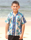 Hawaiian Surf Boys Cotton Aloha Shirt Blue