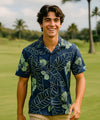 Cotton Poplin Niihau Men's Hawaiian Shirt Teal