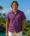Magnum Bamboo Men's Hawaiian Aloha Shirt Purple Men's Rayon Shirts