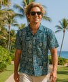 Kona Resort Tapa Aloha Men Shirt Teal