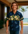 Aloha Spring Men's Hawaiian Shirt Navy