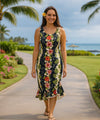Kahauiki Sleeveless Knee Length Hawaiian Dress Black