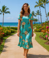 Ceres Rayon Hawaiian Dress with Sleeves Green