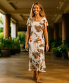 Wainapanapa Orchid Hawaiian Dress w/Sleeves White