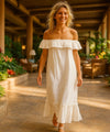 Long Ruffled White Hawaiian Muumuu Dress