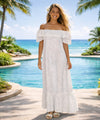 Long Ruffled White Hawaiian Muumuu Dress