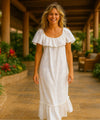 Long Ruffled White Hawaiian Muumuu Dress White