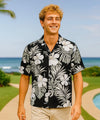 Kaui Mens Cotton Aloha Shirt Black