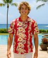 Kalino Cotton Short Sleeves Men's Aloha Shirt Red