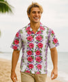 Big Island Hibiscus Cotton Men's Aloha Shirt White
