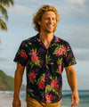Keilani Island Rayon Men Aloha Shirt Black