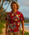Keilani Island Rayon Men Aloha Shirt Burgundy