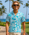 Lanai Pineapples Men's Hawaiian Shirt Aqua