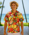 Leialoha Men's Cotton Hawaiian Shirt Red