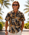 Tapa Mosaic Monstera Button-Up Hawaiian Shirt