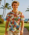 Short Sleeves Cotton poplin Palm Men's Hawaiian Shirt