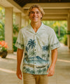 Palms and Diamond Head Aloha Shirt Gray