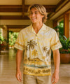 Palms and Diamond Head Aloha Shirt Yellow