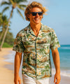 Short Sleeves Island Woody Men's Aloha Shirt Green