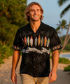 Border Chest Surfboards Hawaiian Shirt Black