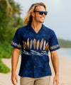 Border Chest Surfboards Hawaiian Shirt Navy