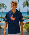 Hibiscus Border Aloha Hawaiian Shirt Navy