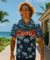 Aloha tropical Border Hawaiian Shirt Navy