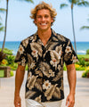 Kekoa Hibiscus Cotton Men's Hawaiian Shirt Black