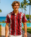 Kaui Cotton Aloha Men's Shirt Red