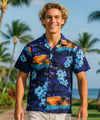 Cotton Poplin Relax Fit Men's Aloha Shirt Navy