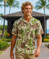 Tropical Cotton Hawaiian Shirt for men's Green