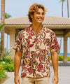 Tropical Cotton Hawaiian Shirt for men's Red