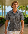 Tribal Tapa Cotton Poplin Hawaiian Shirt Charcoal