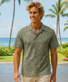 Tribal Tapa Cotton Poplin Hawaiian Shirt Green