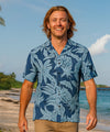 Lanai Pineapple Rayon Aloha Shirt Blue