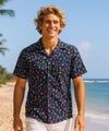 Hula Girls Short Sleeves Hawaiian Shirt Navy
