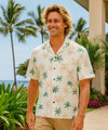 Tropical Nala Palms Cotton Men's Hawaiian Shirt Beige