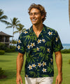 Plumeria Resort Rayon Relaxed Fit Aloha Shirt Navy